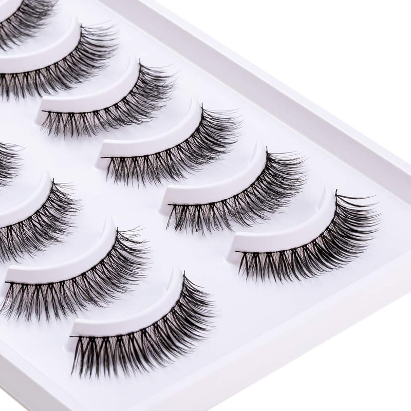 EMEDA 10 pairs False Eyelashes Natural Look Eyelashes Soft Fake Lashes 100% Handmade Lashes Reusable Eye Lash Transparent Band 1 Pack by EMEDA 002 Style - Image 3